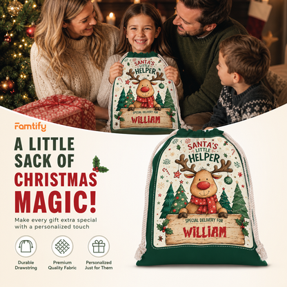 Personalized Santa's Little Helper Christmas Sack with Custom Name
