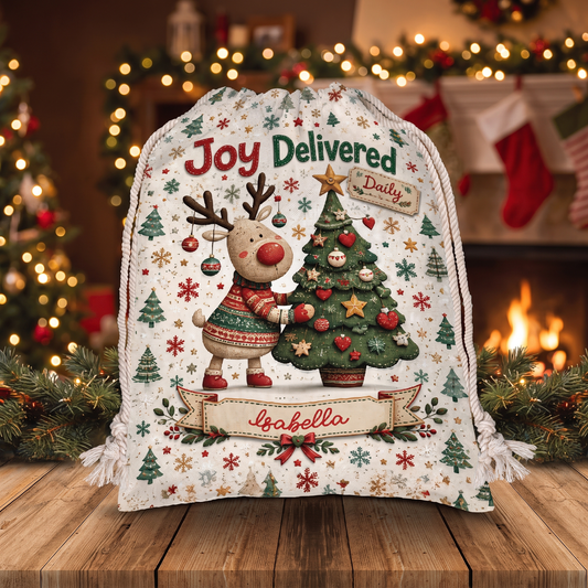 Personalized Joy Delivered Christmas Sack with Custom Name