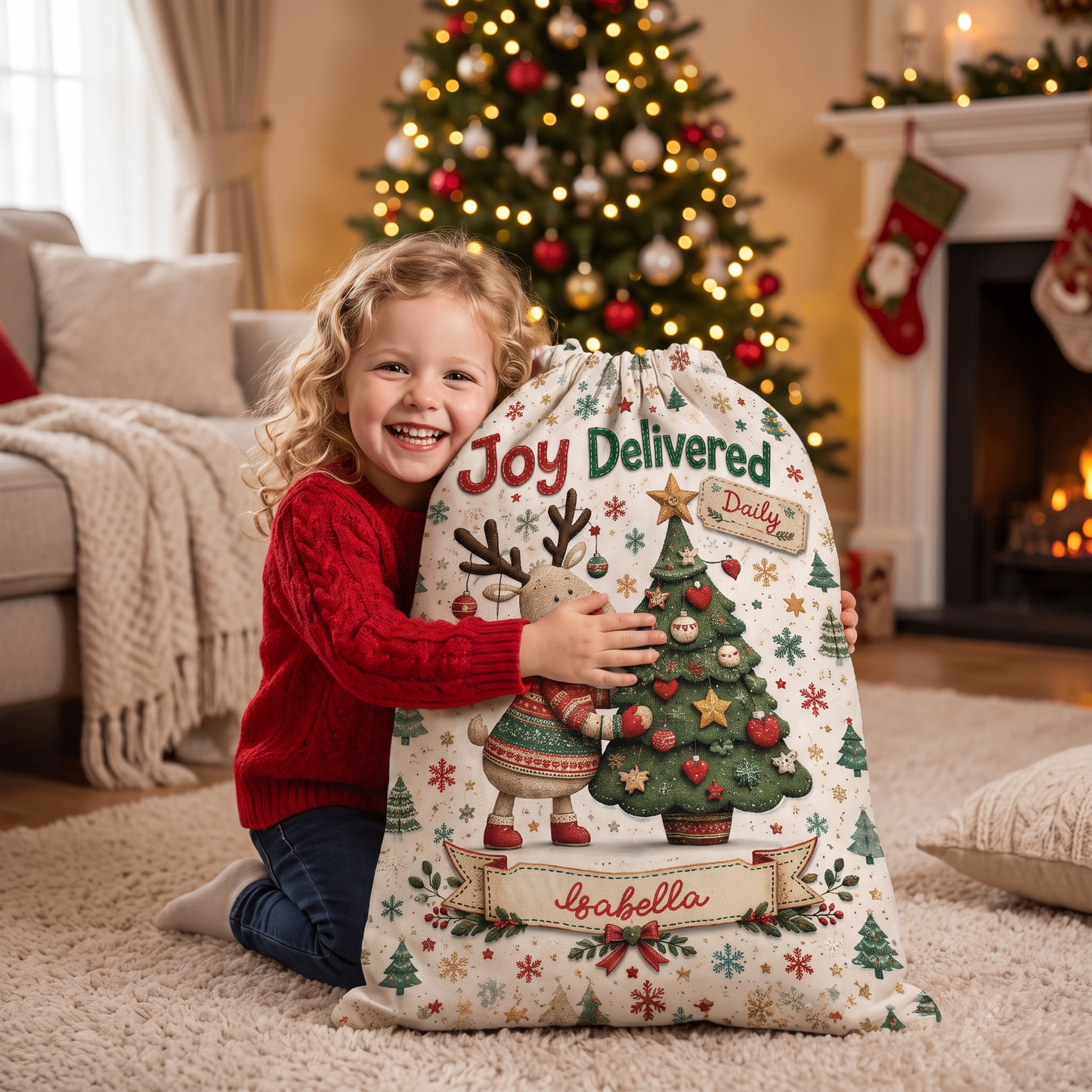 Personalized Joy Delivered Christmas Sack with Custom Name