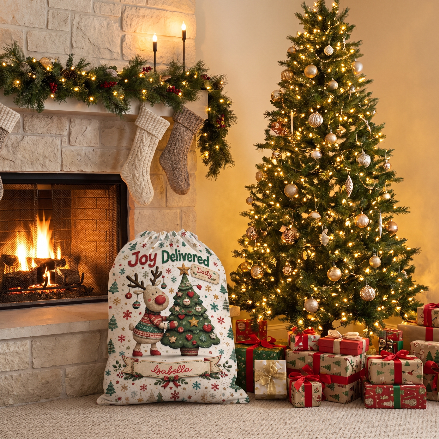 Personalized Joy Delivered Christmas Sack with Custom Name