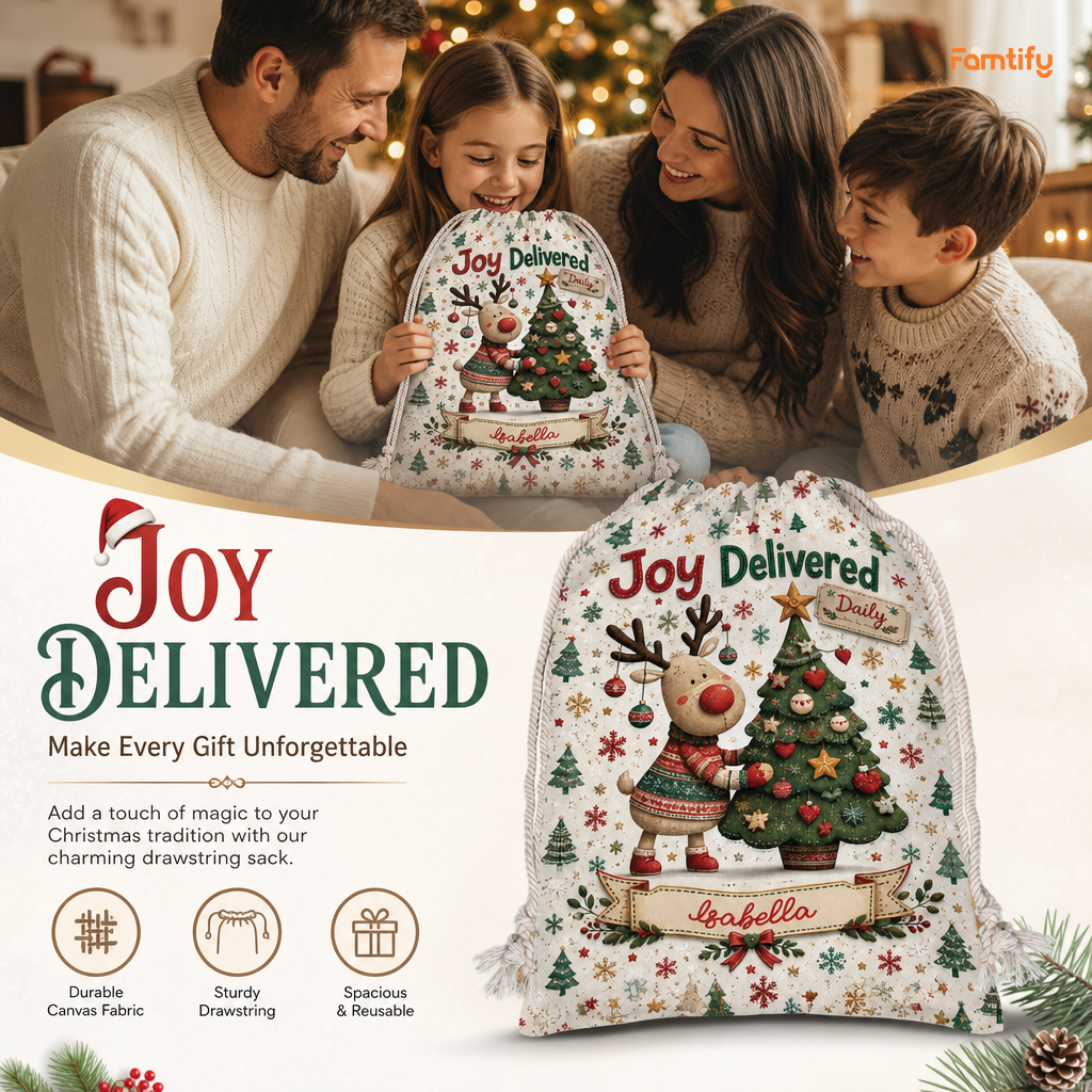 Personalized Joy Delivered Christmas Sack with Custom Name