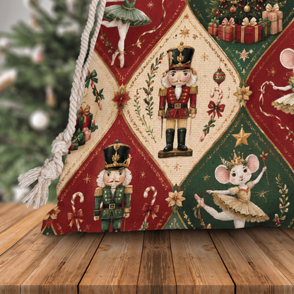 Vintage Christmas Nutcracker & Ballet Christmas Sack