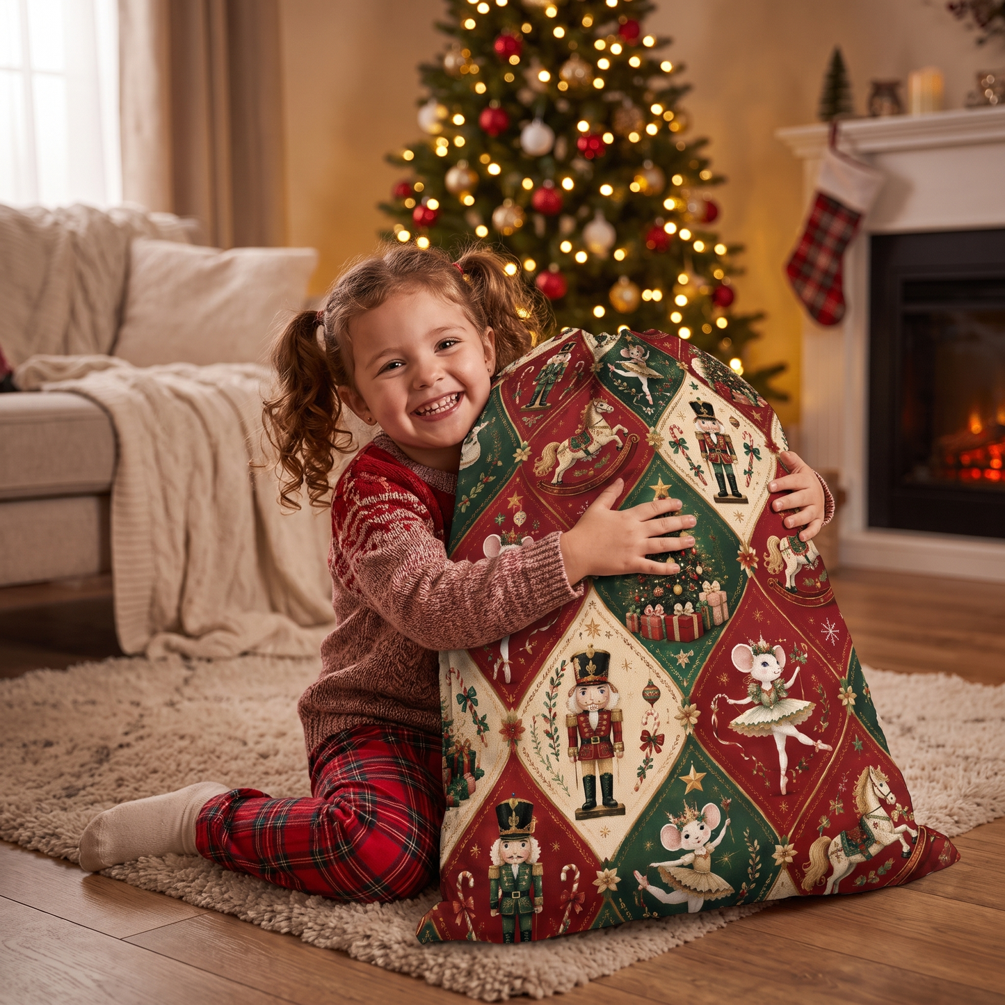 Vintage Christmas Nutcracker & Ballet Christmas Sack