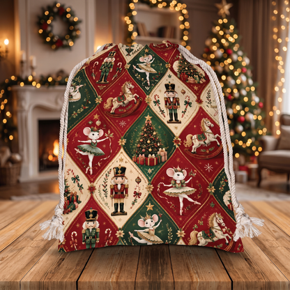 Vintage Christmas Nutcracker & Ballet Christmas Sack