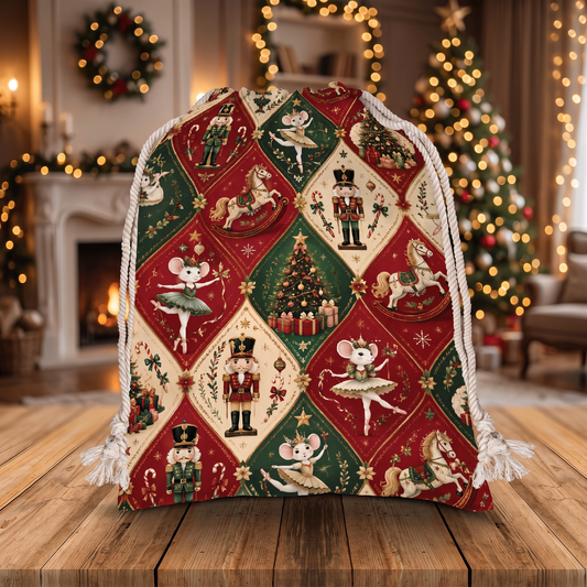 Vintage Christmas Nutcracker & Ballet Christmas Sack