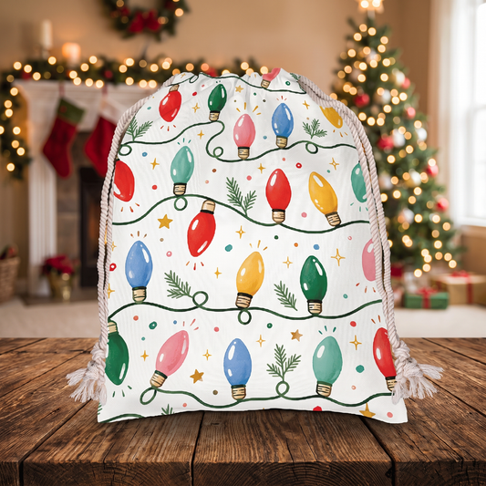 Vintage Christmas Lights Pattern Christmas Sack