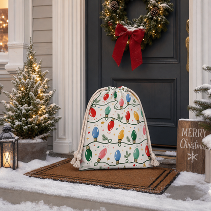 Vintage Christmas Lights Pattern Christmas Sack