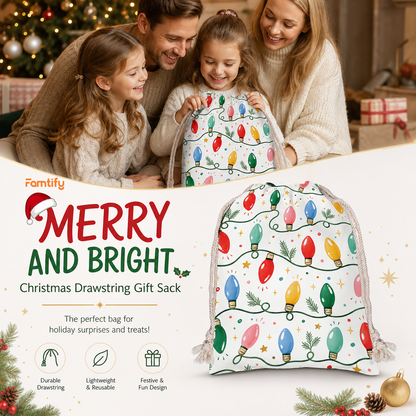 Vintage Christmas Lights Pattern Christmas Sack