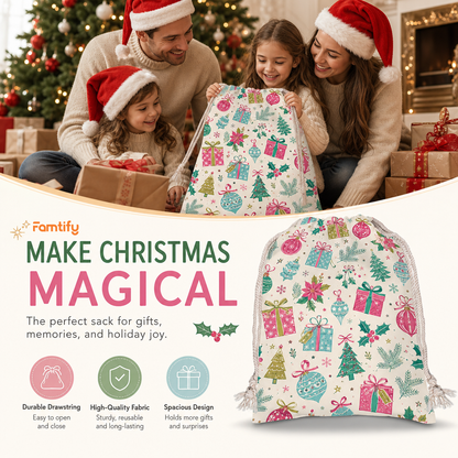 Vintage Christmas Gifts & Ornaments Pattern Christmas Sack