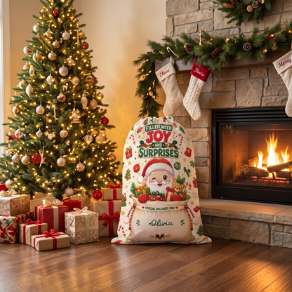 Filled with Joy & Surprises Christmas Sack | Reusable Santa Gift Bag