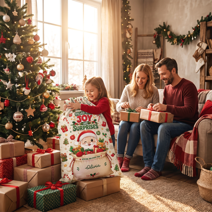 Filled with Joy & Surprises Christmas Sack | Reusable Santa Gift Bag