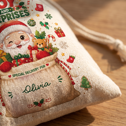 Filled with Joy & Surprises Christmas Sack | Reusable Santa Gift Bag