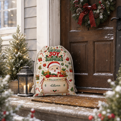 Filled with Joy & Surprises Christmas Sack | Reusable Santa Gift Bag