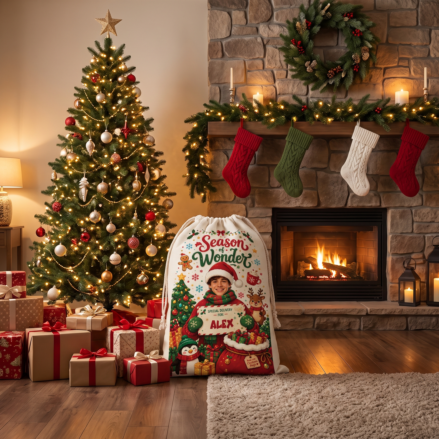 Personalized Season of Wonder Christmas Sack with Custom Name