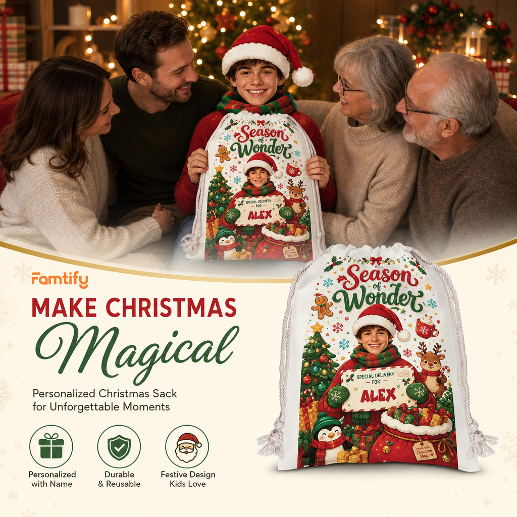 Personalized Season of Wonder Christmas Sack with Custom Name