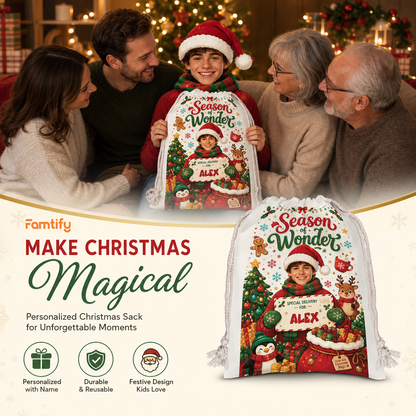 Personalized Season of Wonder Christmas Sack with Custom Name
