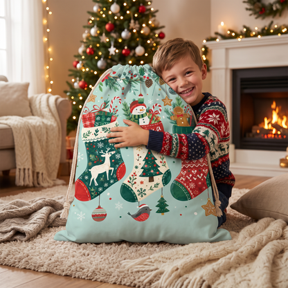 Personalized Christmas Stockings Christmas Sack, Custom Name Santa Gift Bag