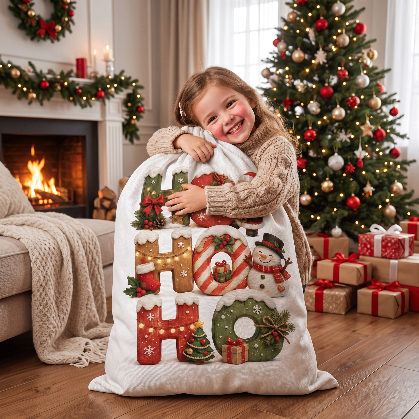 Personalized Ho Ho Ho Christmas Sack with Custom Name