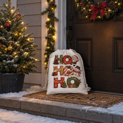 Personalized Ho Ho Ho Christmas Sack with Custom Name