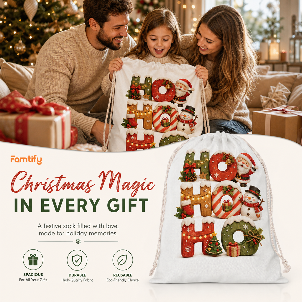 Personalized Ho Ho Ho Christmas Sack with Custom Name