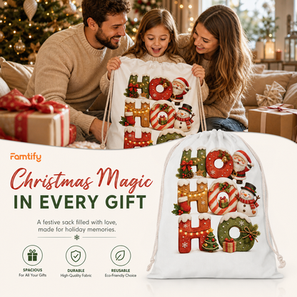 Personalized Ho Ho Ho Christmas Sack with Custom Name