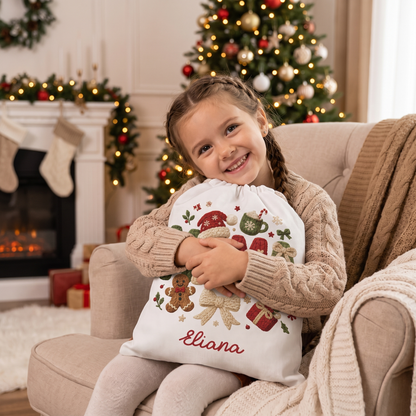 Personalized Mama Christmas Sack, Custom Name Santa Gift Bag