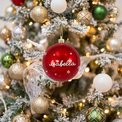 Personalized Name Christmas Ball Ornament - Silver Snowflake Shatterproof Holiday Bauble
