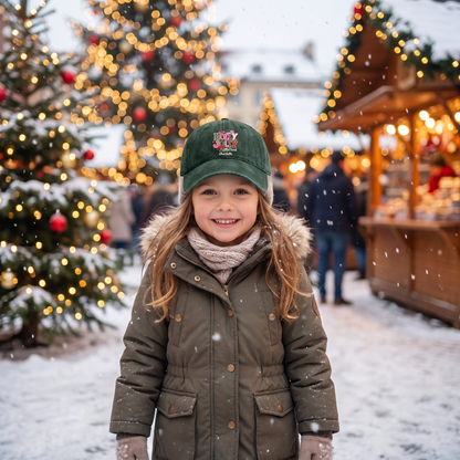 Holly Jolly Christmas Personalized Embroidered Baseball Cap, Custom Name Holiday Hat