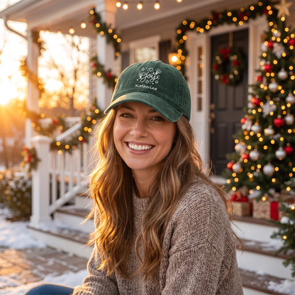 Personalized Christmas Joy Baseball Cap, Custom Name Holiday Hat, Christmas Printed Cap