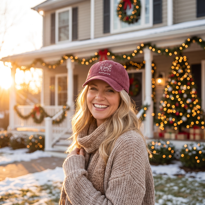 Personalized Christmas Joy Baseball Cap, Custom Name Holiday Hat, Christmas Printed Cap