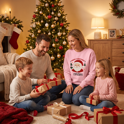 Personalized Embroidered Merry Christmas Sweatshirt with Custom Name