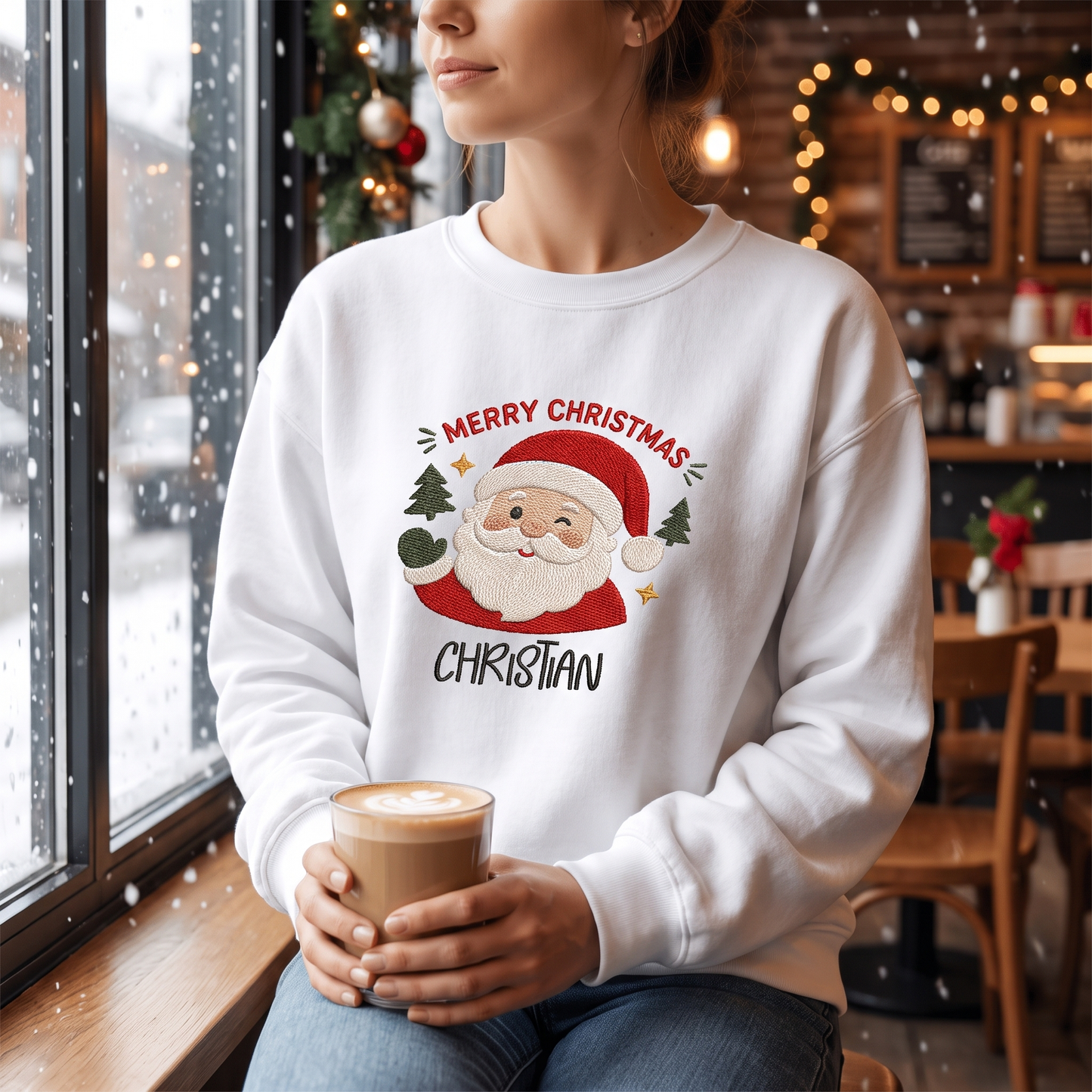 Personalized Embroidered Merry Christmas Sweatshirt with Custom Name