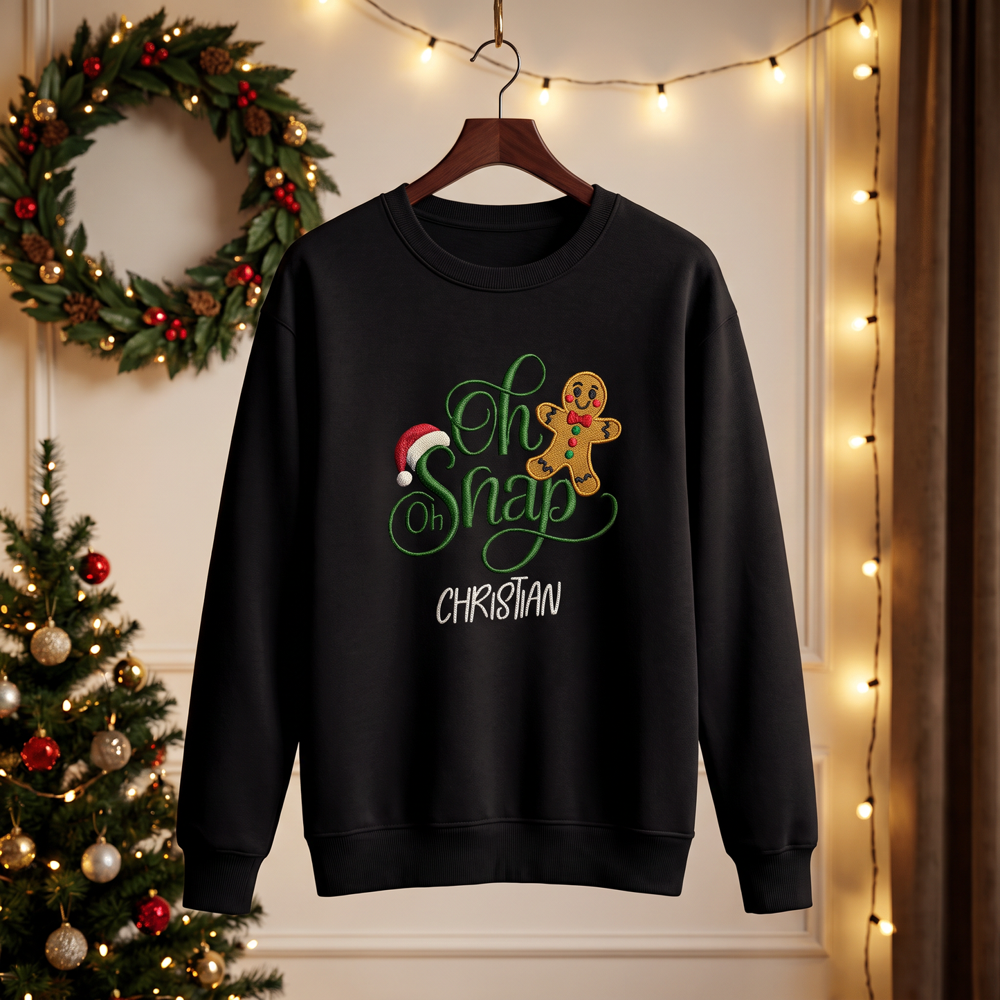 Personalized Embroidered Oh Oh Snap Gingerbread Sweatshirt with Custom Name