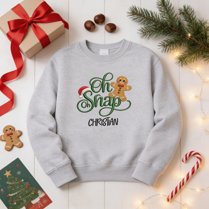 Personalized Embroidered Oh Oh Snap Gingerbread Sweatshirt with Custom Name