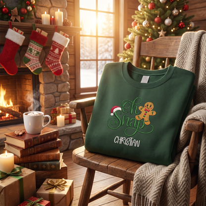 Personalized Embroidered Oh Oh Snap Gingerbread Sweatshirt with Custom Name