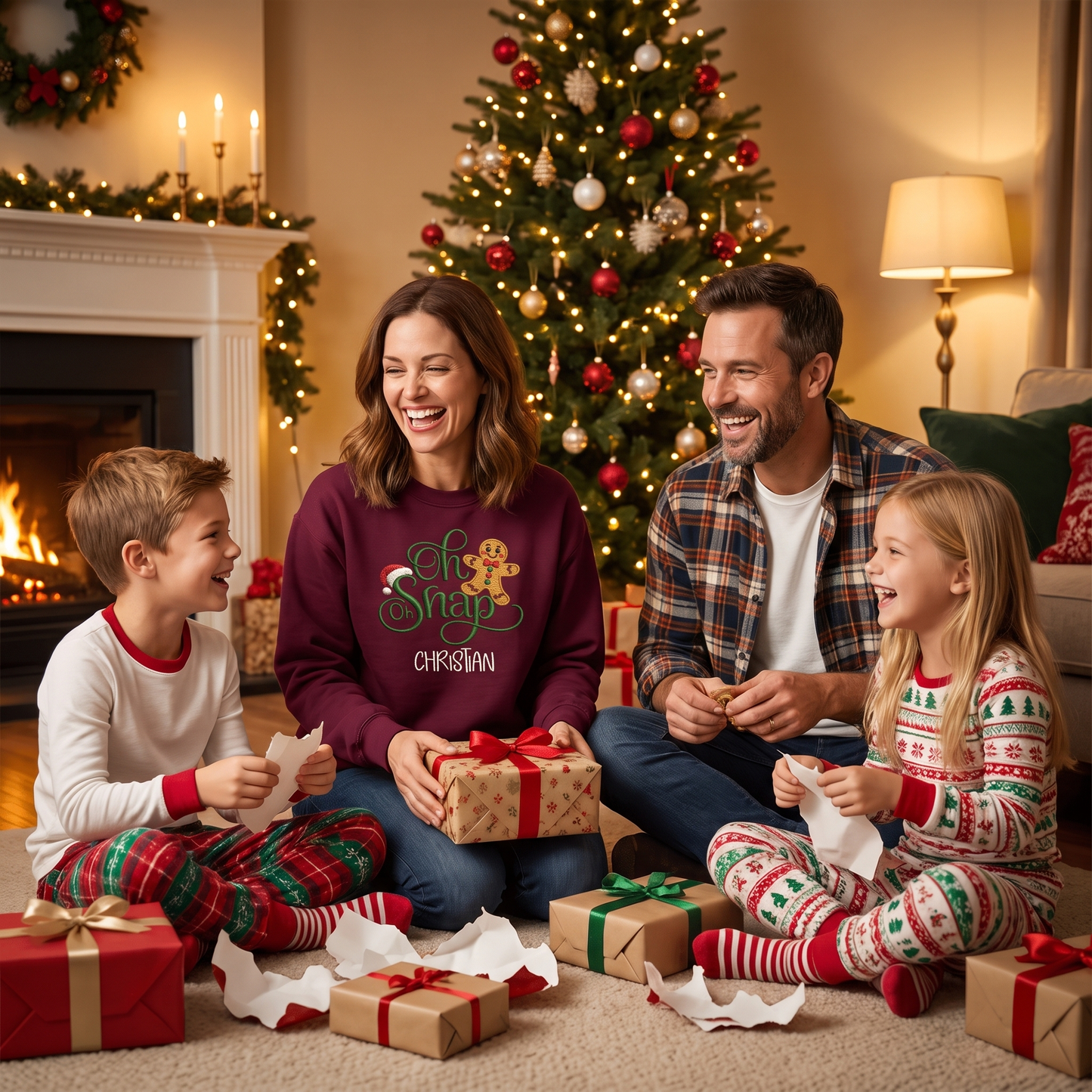 Personalized Embroidered Oh Oh Snap Gingerbread Sweatshirt with Custom Name