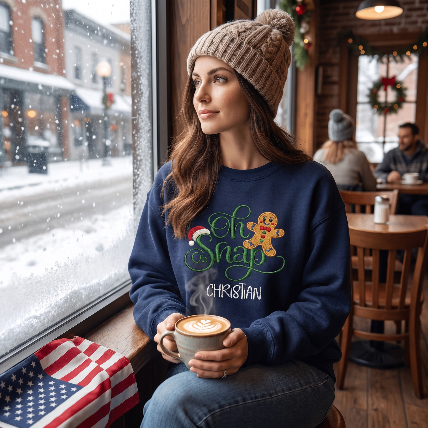 Personalized Embroidered Oh Oh Snap Gingerbread Sweatshirt with Custom Name