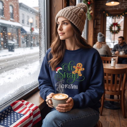 Personalized Embroidered Oh Oh Snap Gingerbread Sweatshirt with Custom Name