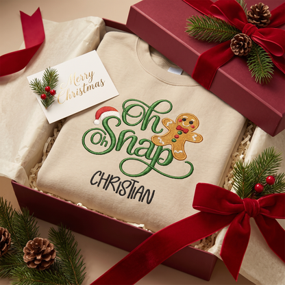 Personalized Embroidered Oh Oh Snap Gingerbread Sweatshirt with Custom Name