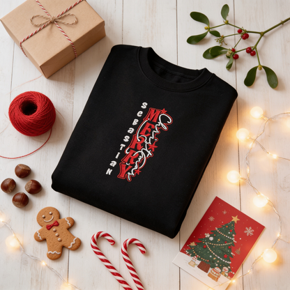Personalized Embroidered Merry Christmas Sweatshirt with Custom Name