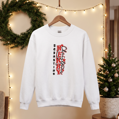 Personalized Embroidered Merry Christmas Sweatshirt with Custom Name