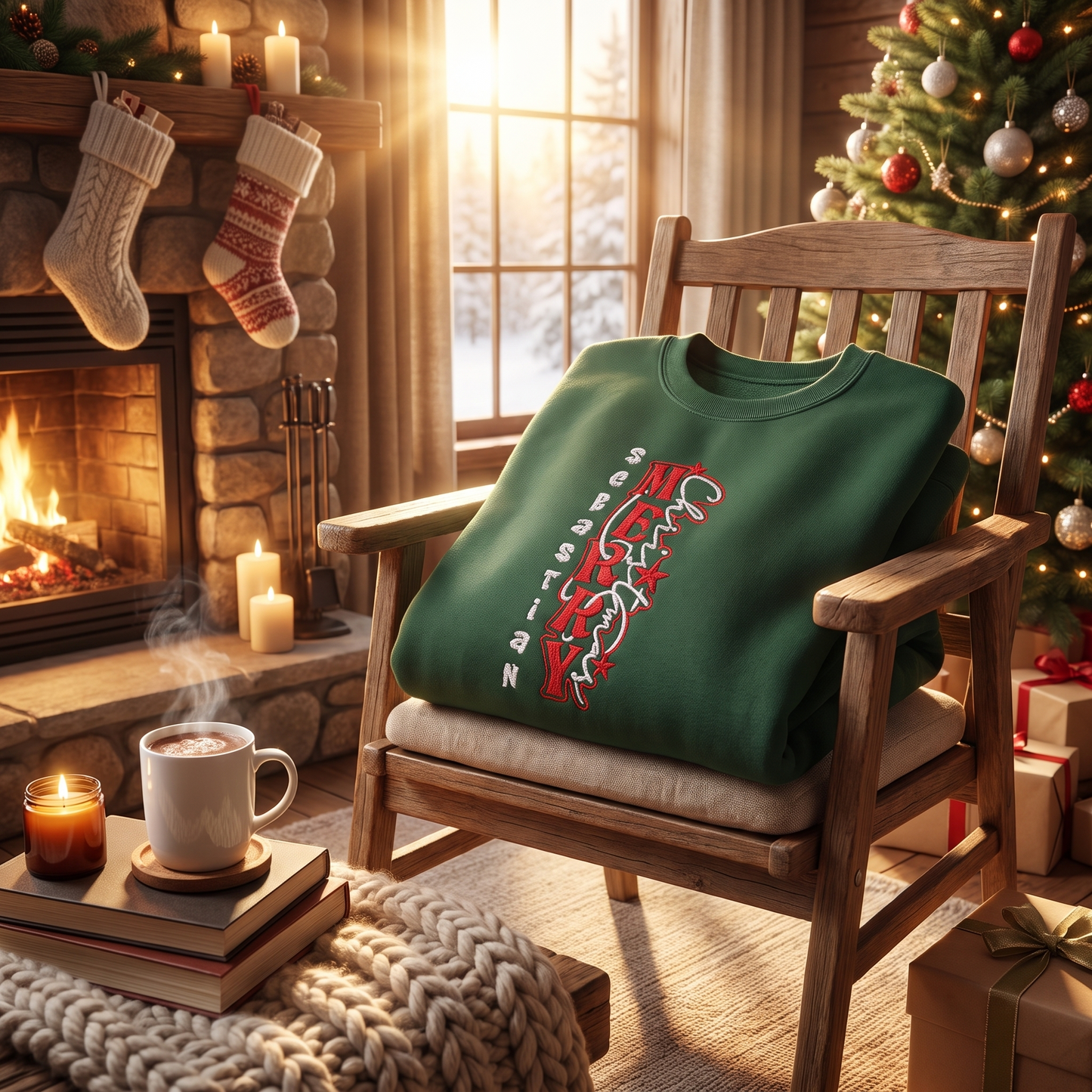 Personalized Embroidered Merry Christmas Sweatshirt with Custom Name