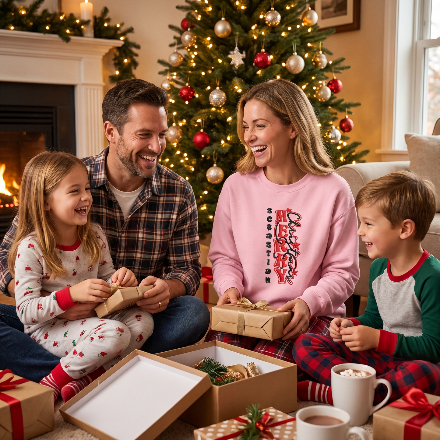 Personalized Embroidered Merry Christmas Sweatshirt with Custom Name