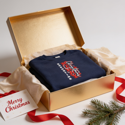 Personalized Embroidered Merry Christmas Sweatshirt with Custom Name