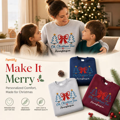 Personalized Embroidered Oh Christmas Tree Sweatshirt with Custom Name