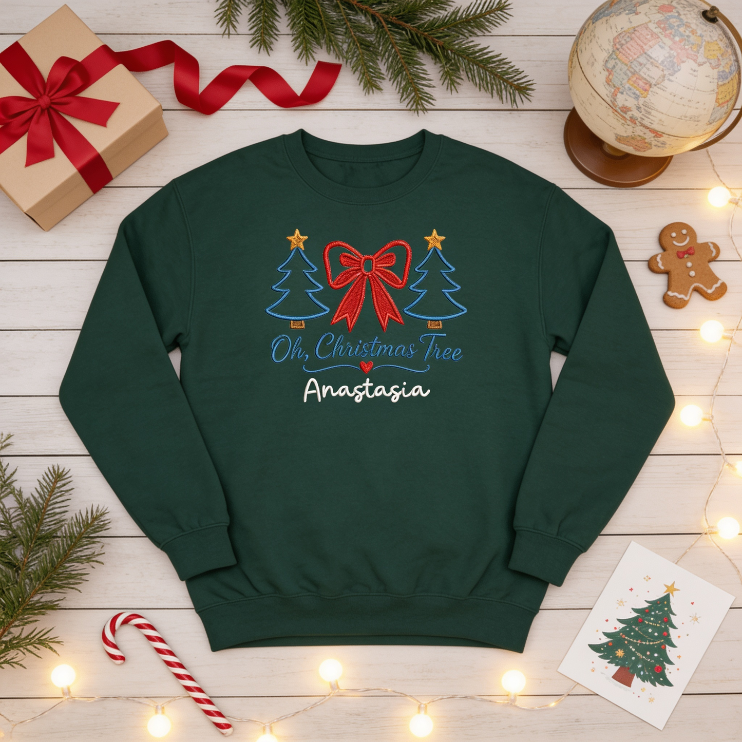 Personalized Embroidered Oh Christmas Tree Sweatshirt with Custom Name