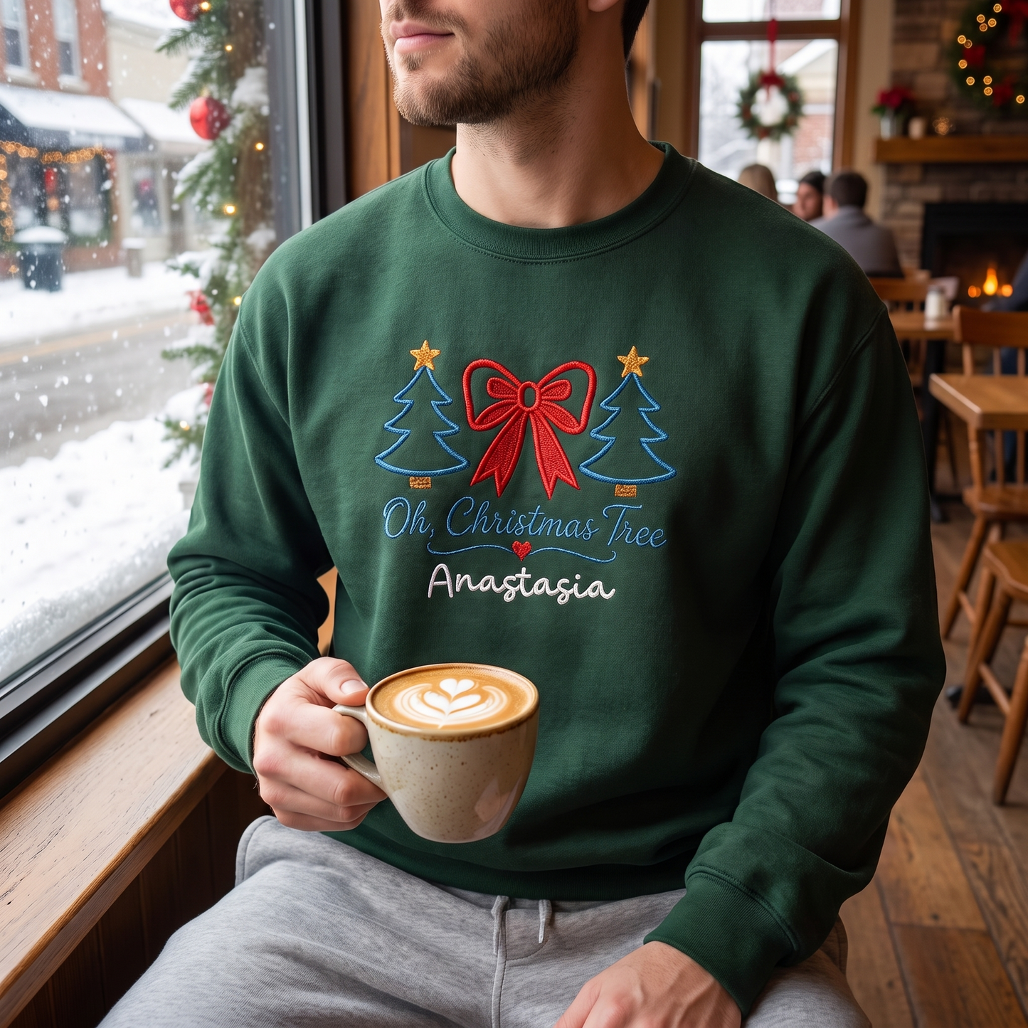 Personalized Embroidered Oh Christmas Tree Sweatshirt with Custom Name