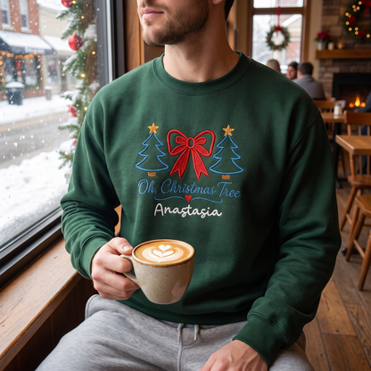 Personalized Embroidered Oh Christmas Tree Sweatshirt with Custom Name