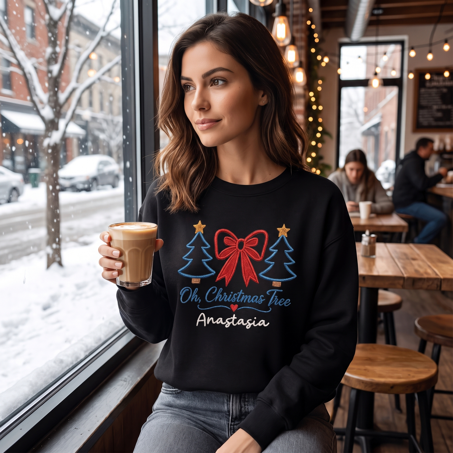 Personalized Embroidered Oh Christmas Tree Sweatshirt with Custom Name