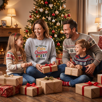 Personalized Embroidered My Favorite Color Is Christmas Sweatshirt with Custom Name